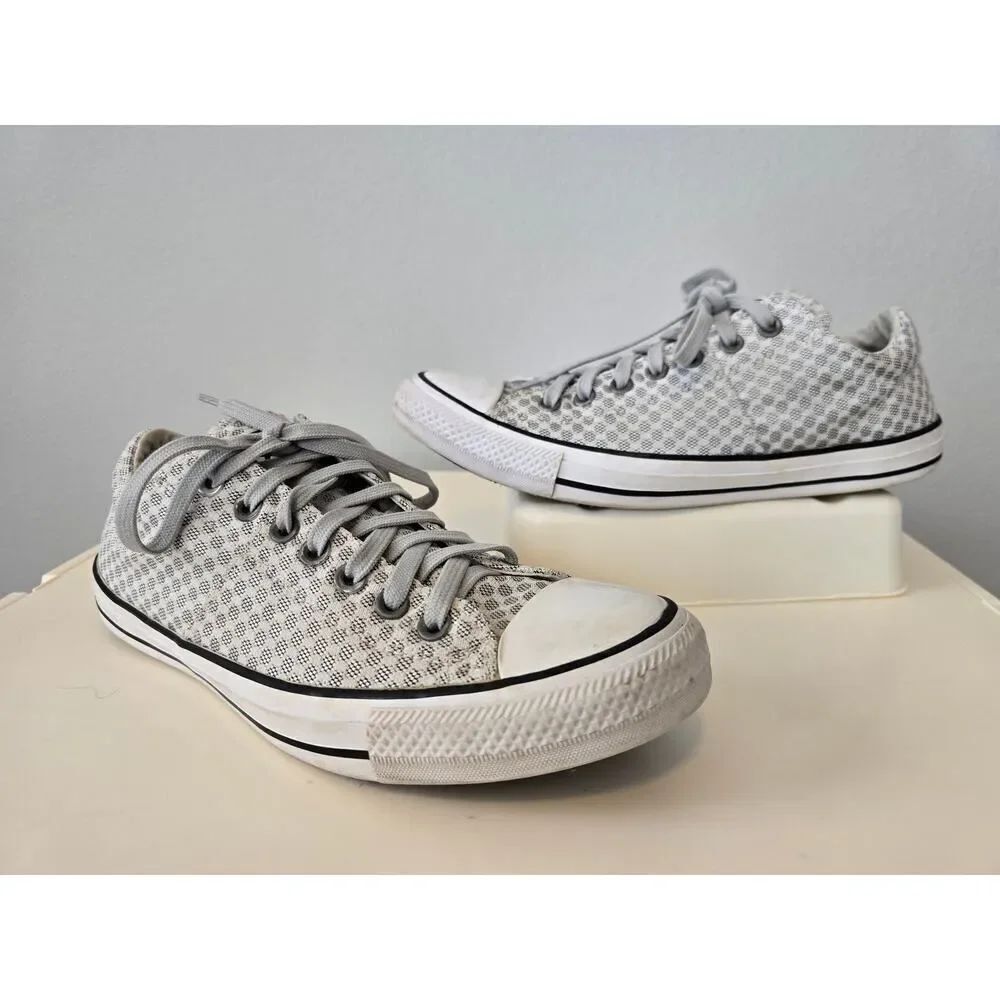 Converse All Star Low‑Top Silver Grey/White Pattern Women’s US11 Canvas Sneaker